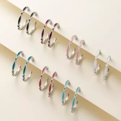 Enamel Cordoba Hoop Earrings in Sterling Silver - Image 3