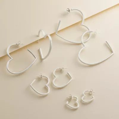 Heart Hoop Earrings in Sterling Silver - Image 3
