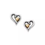 Delicate Joy of My Heart Stud Earrings in Sterling Silver and 14K Yellow Gold