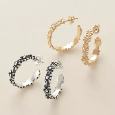 Margarita Hoop Earrings in Sterling Silver or 14K Yellow Gold - Image 4