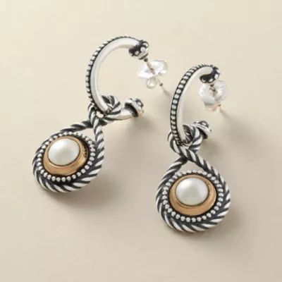 Marjan Gemstone Hoop Dangle Earrings in Sterling Silver and Bronze - Image 2