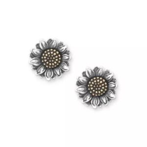 Wild Sunflower Stud Earrings in Sterling Silver and Bronze
