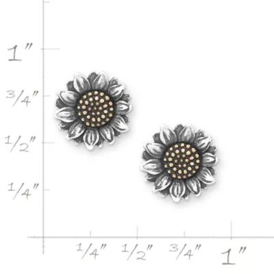 Wild Sunflower Stud Earrings in Sterling Silver and Bronze - Image 7
