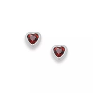 Heart Gemstone Stud Earrings in Sterling Silver