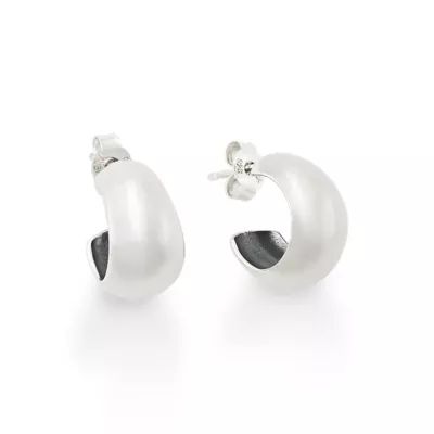 Domed Hoop Earrings in Sterling Silver
