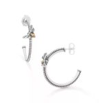 Bee Hoop Earrings in Sterling Silver and Bronze