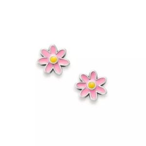 Enamel Mini Flower Studs in Sterling Silver