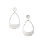 Hammered Open Drop Earrings in Sterling Silver