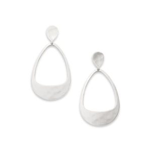 Hammered Open Drop Earrings in Sterling Silver