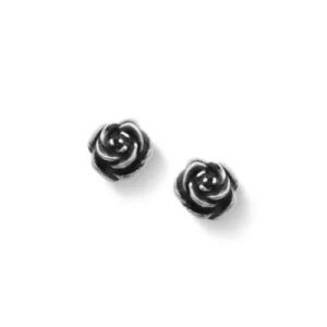 Rose Ear Stud Earrings in Sterling Silver or 14K Yellow Gold