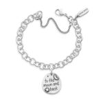 To the Moon and Back Charm on Forged Link Charm Bracelet in Sterling Silver