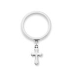 Flared Cross Charm Dangle Ring in 14K Yellow Gold