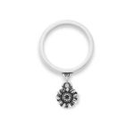 Mini Sunflower Charm Dangle Ring in 14K Yellow Gold