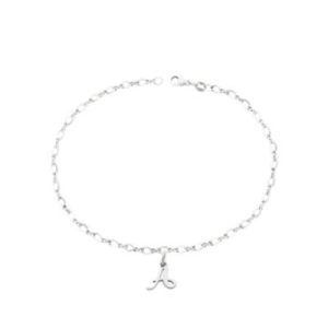 Small Script Initial Anklet in Sterling Silver or 14K Yellow Gold