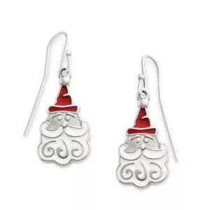 Enamel Santa Earrings in Sterling Silver