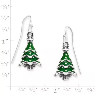Enamel Christmas Tree Earrings in Sterling Silver - Image 3