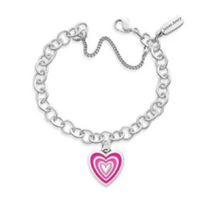 Enamel Radiant Heart Charm Bracelet in Sterling Silver