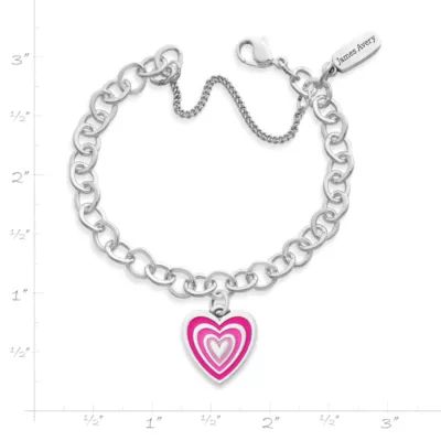 Enamel Radiant Heart Charm Bracelet in Sterling Silver - Image 2