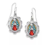 Enamel Virgin of Guadalupe Earrings in Sterling Silver