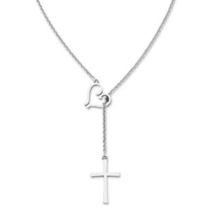 Faith, Hope and Love Lariat Necklace in Sterling Silver