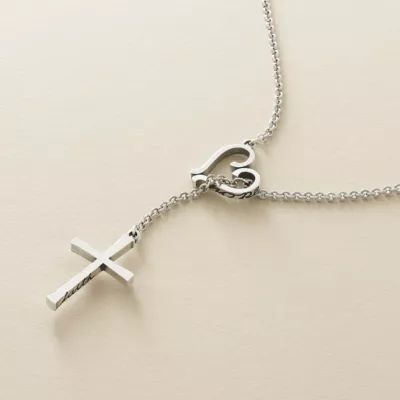 Faith, Hope and Love Lariat Necklace in Sterling Silver - Image 3