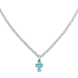 Enamel Petite Cross Necklace in Sterling Silver