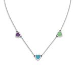 Enamel Connected Hearts Necklace in Sterling Silver