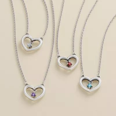 Dancing Gemstone Heart Necklace in Sterling Silver - Image 4