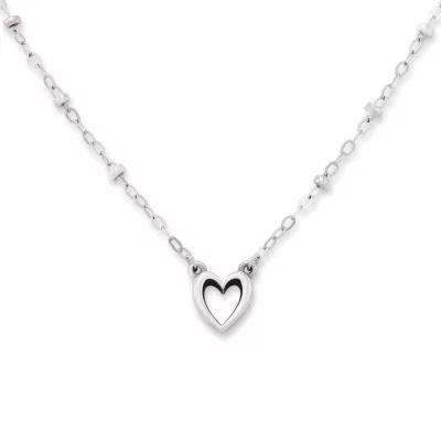Delicate Heart Beaded Necklace in Sterling Silver