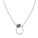 Rose Changeable Charm Holder Necklace in Sterling Silver