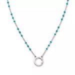 Enamel Beaded Chain Changeable Charm Holder Necklace in Sterling Silver