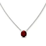 Oval Gemstone Necklace in Sterling Silver