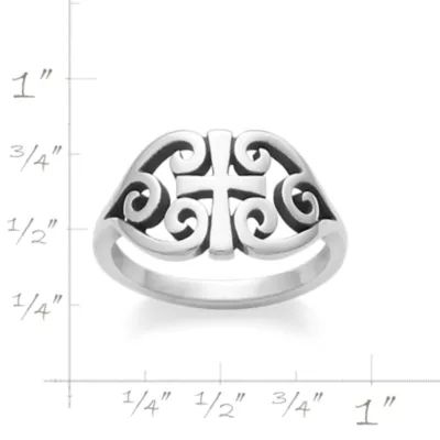 Scroll Cross Ring in Sterling Silver - Image 2