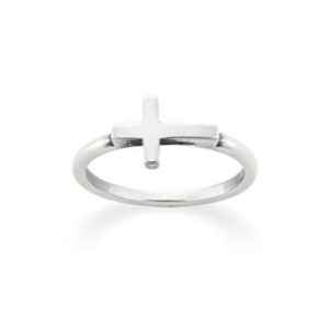 Horizon Cross Ring in Sterling Silver or 14K Yellow Gold