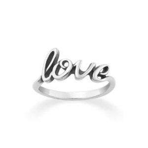 "Love" Script Ring in Sterling Silver