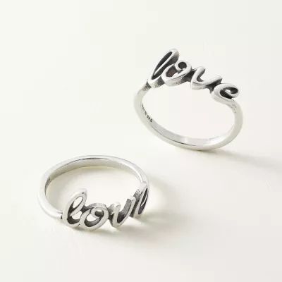 "Love" Script Ring in Sterling Silver - Image 2
