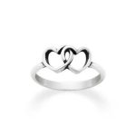 Two Hearts Together Ring in Sterling Silver or 14K Yellow Gold