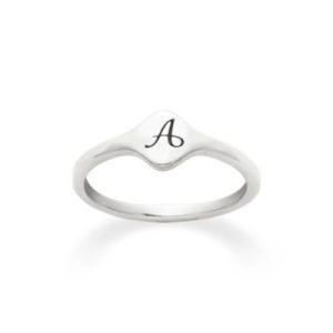 Petite Signet Initial Ring in Sterling Silver