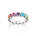 Enamel Connected Hearts Ring in Sterling Silver