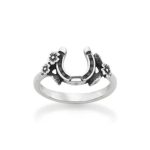 Floral Horseshoe Ring in Sterling Silver