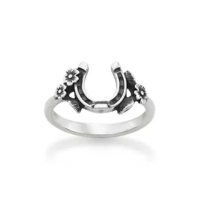 Floral Horseshoe Ring in Sterling Silver