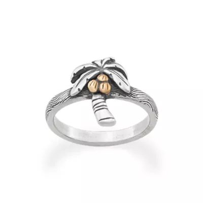 Tropical Palm Tree Ring in Sterling Silver and Bronze