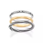 Connected Circles Ring Set in Sterling Silver and 14K Yellow Gold