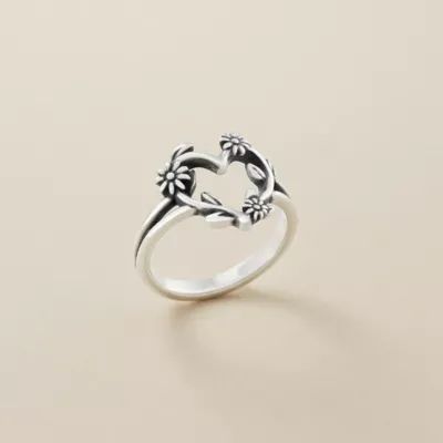 Flowering Vines Heart Ring in Sterling Silver - Image 3