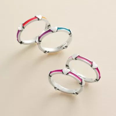 Enamel Band with Hearts Ring in Sterling Silver - Image 4