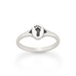 Footprint and Hearts Ring in Sterling Silver