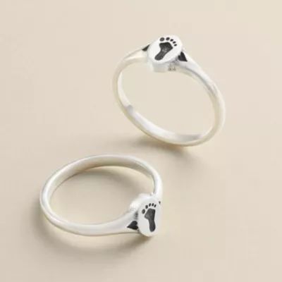 Footprint and Hearts Ring in Sterling Silver - Image 2