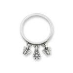 Daisy and Butterflies Dangle Ring in Sterling Silver