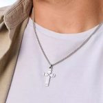 Plain Latin Cross with Medium Curb Chain