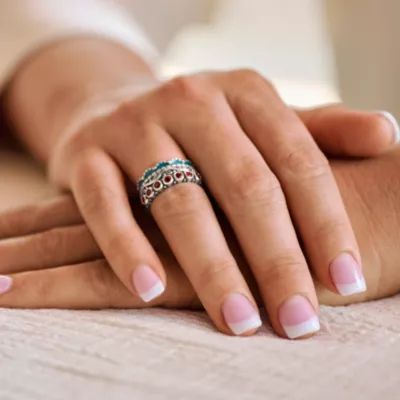 Gemstone, Renaissance and Enamel Ring Stack - Image 2